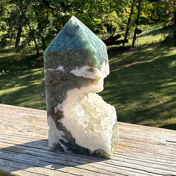 Other - Green Moss Agate and White Crystal Tower